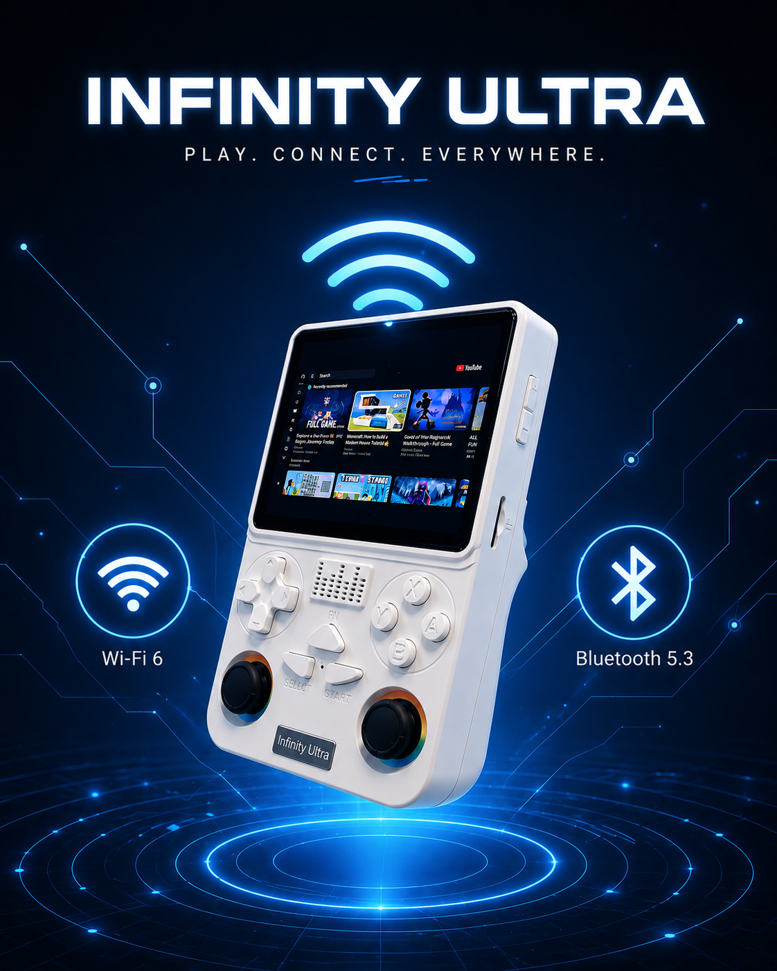 Infinity Ultra handheld gaming console with Wi-Fi 6 and Bluetooth 5.3